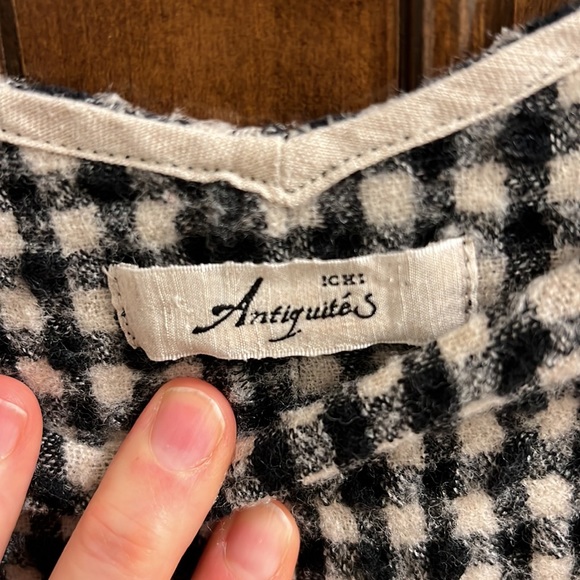 Ichi Antiquities Black & Ecru Gingham Dress One Size - Picture 2 of 7